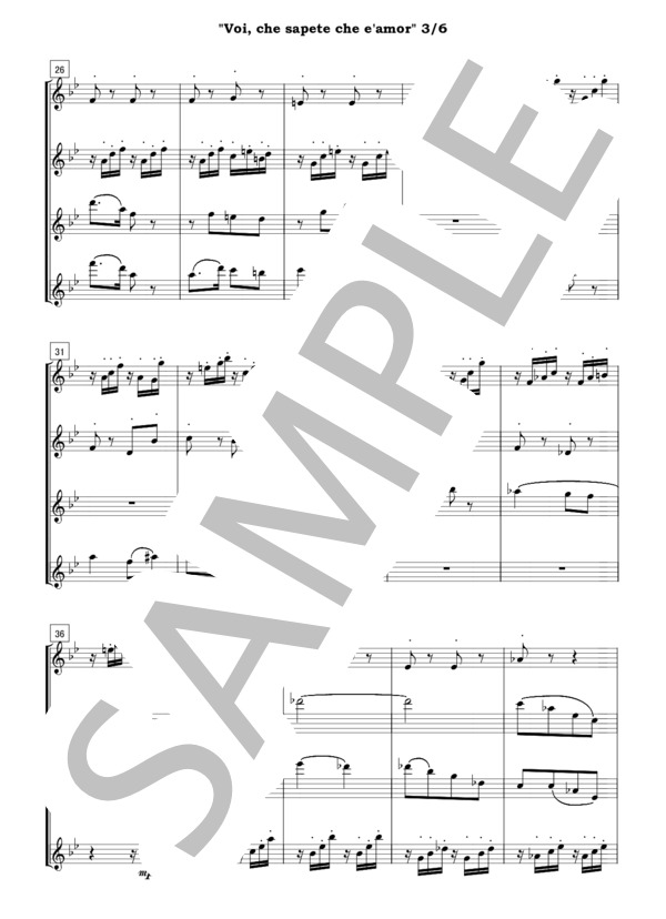 フルート4重奏 恋とはどんなものかしら (ヴォルフガング・アマデウス・モーツァルト) / 初〜中級 - サンプル譜面 3/5