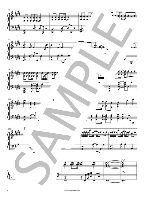 【ピアノ（ソロ）】LIBERTY (Rio) / ピアノソロ 中級 - サンプル譜面 4/4