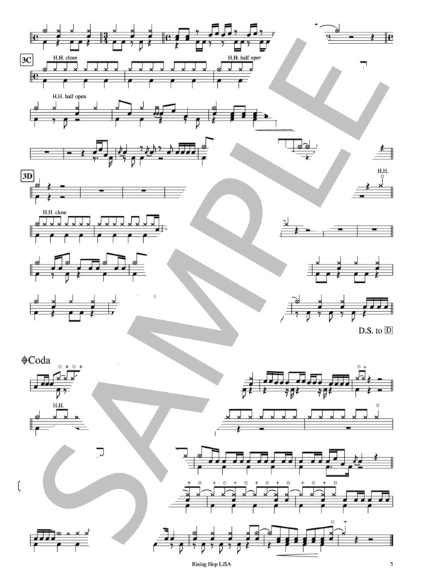 楽譜 Rising Hope Lisa ドラム譜 3ページ Lisa ドラム 中 上級 Piascore 楽譜ストア