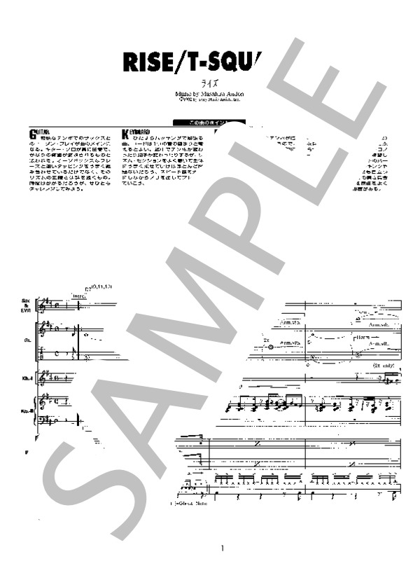 楽譜】RISE / T-SQUARE (バンドスコア / その他) - Piascore 楽譜ストア