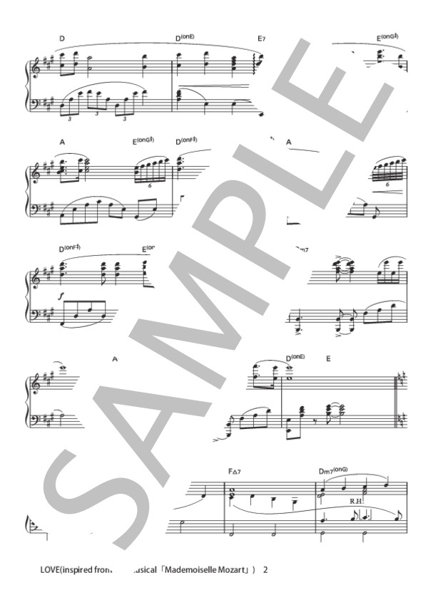 LOVE (inspired from the musical「Mademoiselle Mozart」） (小室 哲哉) / ピアノソロ 初〜中級 - サンプル譜面 2/5