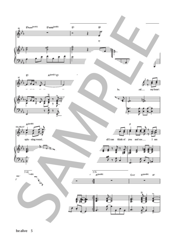 be alive (小柳 ゆき) / ピアノ弾き語り 中級 - サンプル譜面 5/5