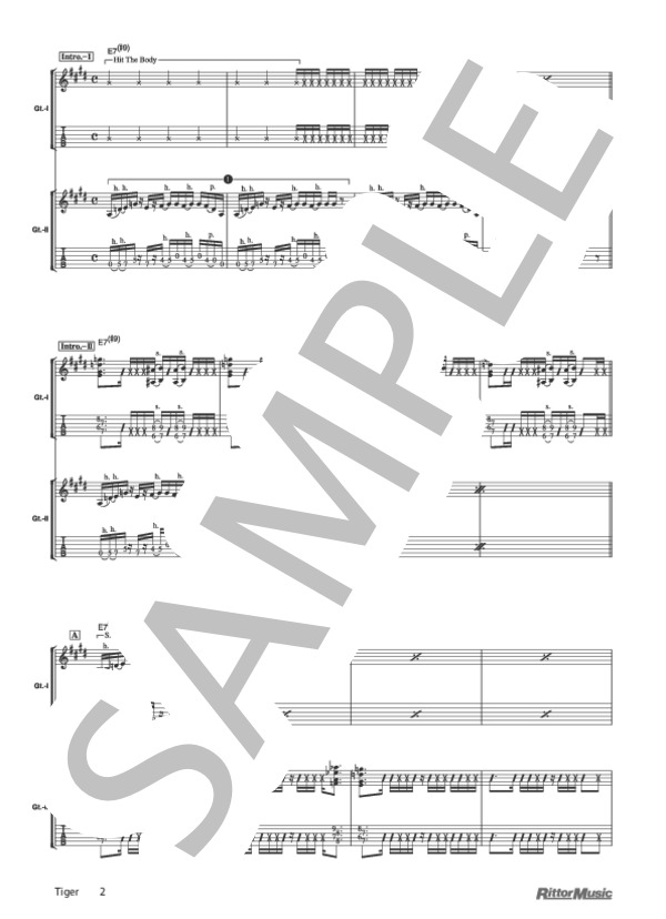 Tiger (DEPAPEPE) / ギター重奏 その他 - サンプル譜面 2/5