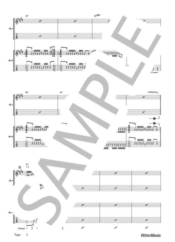 Tiger (DEPAPEPE) / ギター重奏 その他 - サンプル譜面 3/5