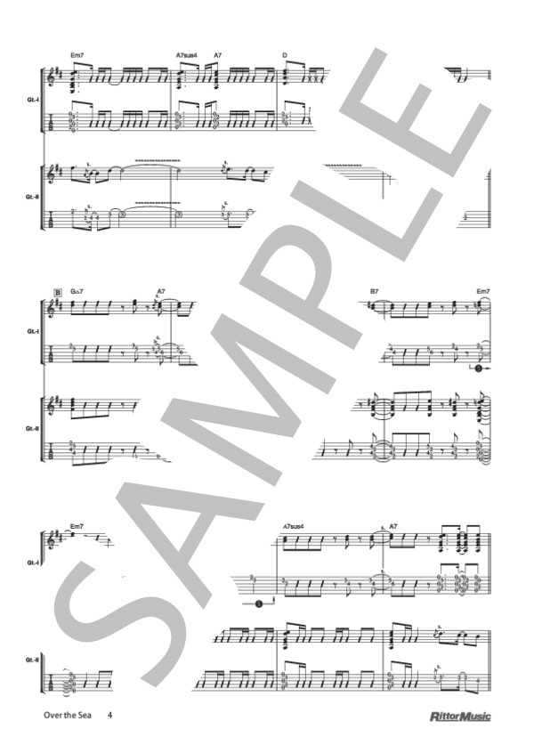 Over the Sea (DEPAPEPE) / ギター重奏 その他 - サンプル譜面 4/5