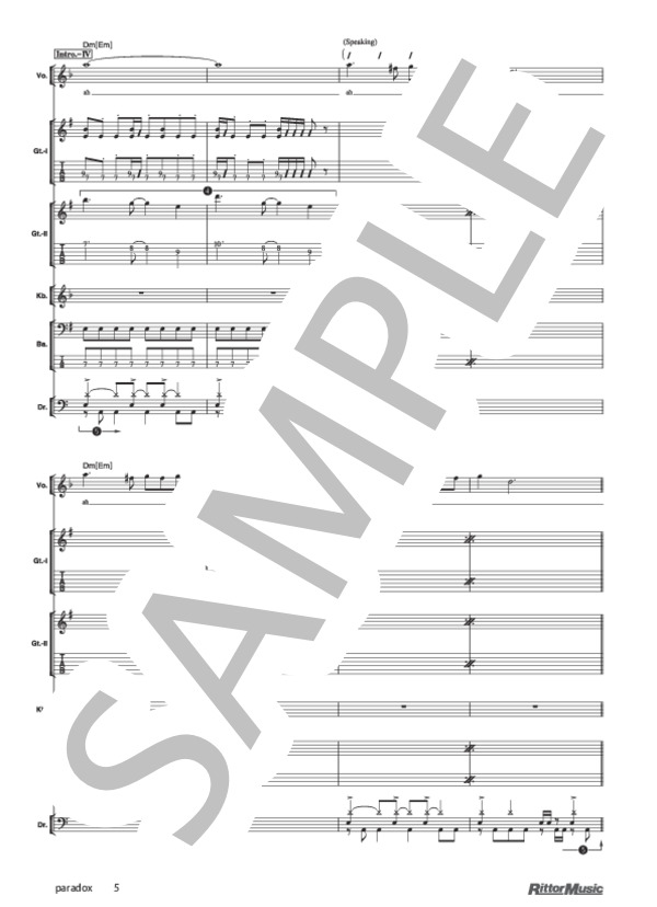 paradox (FACT) / バンドスコア その他 - サンプル譜面 5/5