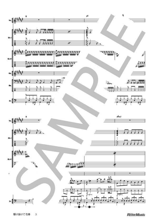 駆け抜けて性春 (銀杏BOYZ) / バンドスコア その他 - サンプル譜面 3/5