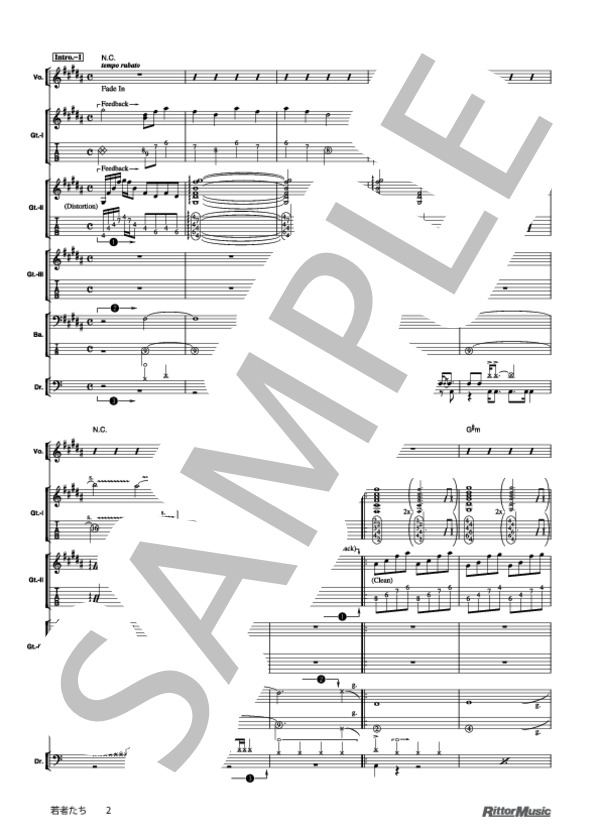 若者たち (銀杏BOYZ) / バンドスコア その他 - サンプル譜面 2/5