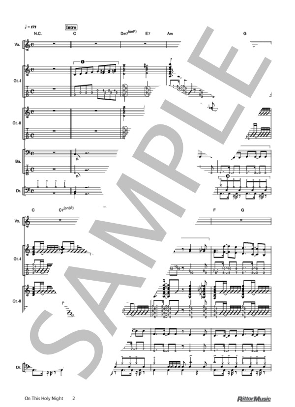 On This Holy Night (HAWAIIAN6) / バンドスコア その他 - サンプル譜面 2/5