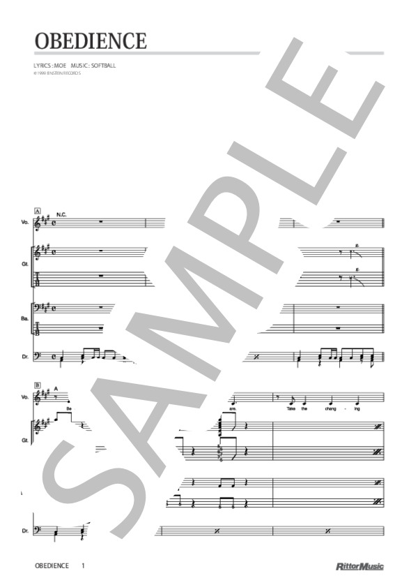 OBEDIENCE (SOFTBALL) / バンドスコア その他 - サンプル譜面 1/5