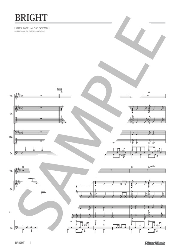 BRIGHT (SOFTBALL) / バンドスコア その他 - サンプル譜面 1/4