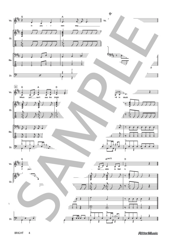 BRIGHT (SOFTBALL) / バンドスコア その他 - サンプル譜面 4/4