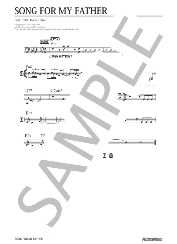 Song For My Father / ジャズ・スタンダード・バイブル (ホレス・シルバー) / メロディ その他 - サンプル譜面 1/1