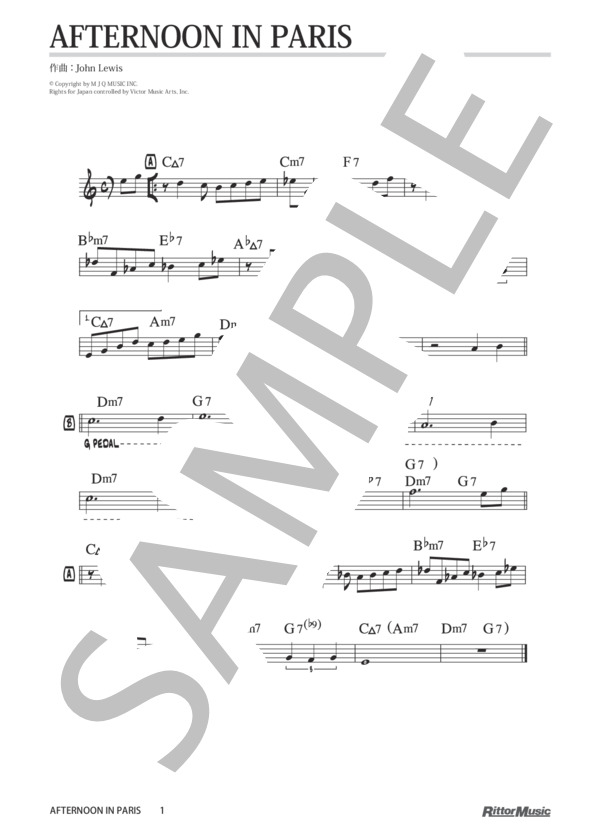 Afternoon In Paris / ジャズ・スタンダード・バイブル (ジョン・ルイス) / メロディ その他 - サンプル譜面 1/1