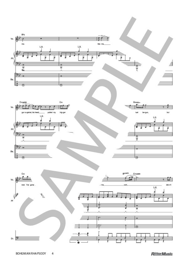 BOHEMIAN RHAPSODY / バンド・スコア『QUEEN IN VISION』 (クイーン) / バンドスコア その他 - サンプル譜面 4/5