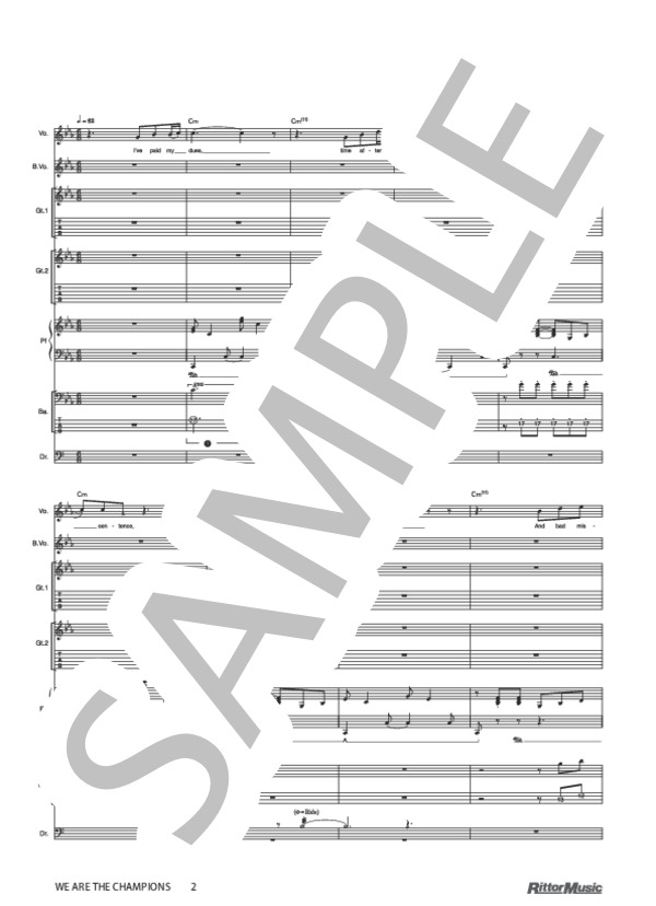 WE ARE THE CHAMPIONS / バンド・スコア『QUEEN IN VISION』 (クイーン) / バンドスコア その他 - サンプル譜面 2/5