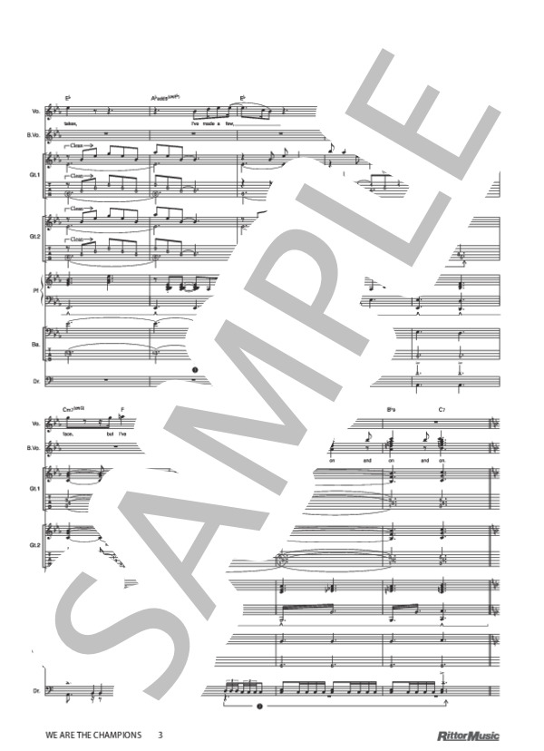WE ARE THE CHAMPIONS / バンド・スコア『QUEEN IN VISION』 (クイーン) / バンドスコア その他 - サンプル譜面 3/5