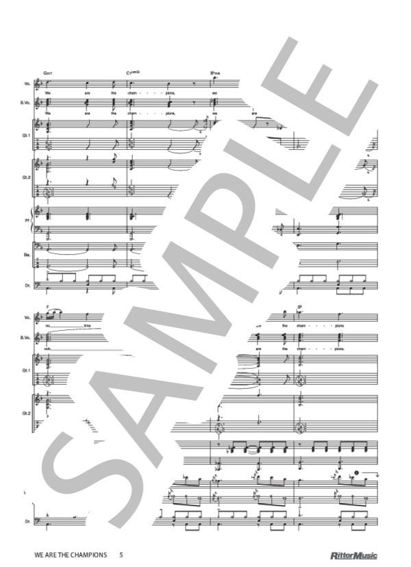 WE ARE THE CHAMPIONS / バンド・スコア『QUEEN IN VISION』 (クイーン) / バンドスコア その他 - サンプル譜面 5/5