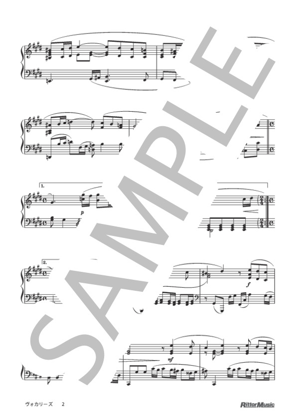 ヴォカリーズ / ピアノスタイル クラシック名曲50選 (セルゲイ・ラフマニノフ) / ピアノソロ その他 - サンプル譜面 2/3