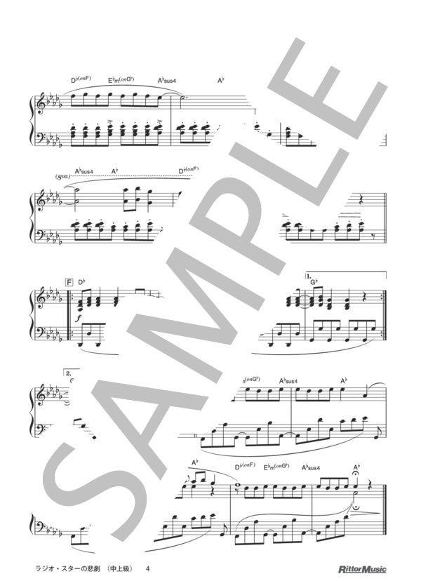 ラジオ・スターの悲劇 (バグルズ) / ピアノソロ その他 - サンプル譜面 4/4