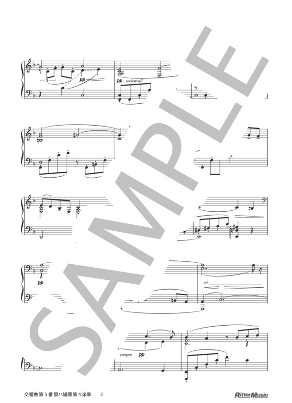 交響曲 第5番 嬰ハ短調 第4楽章 / ピアノスタイル クラシック名曲50選2 (グスタフ・マーラー) / ピアノソロ その他 - サンプル譜面 2/3