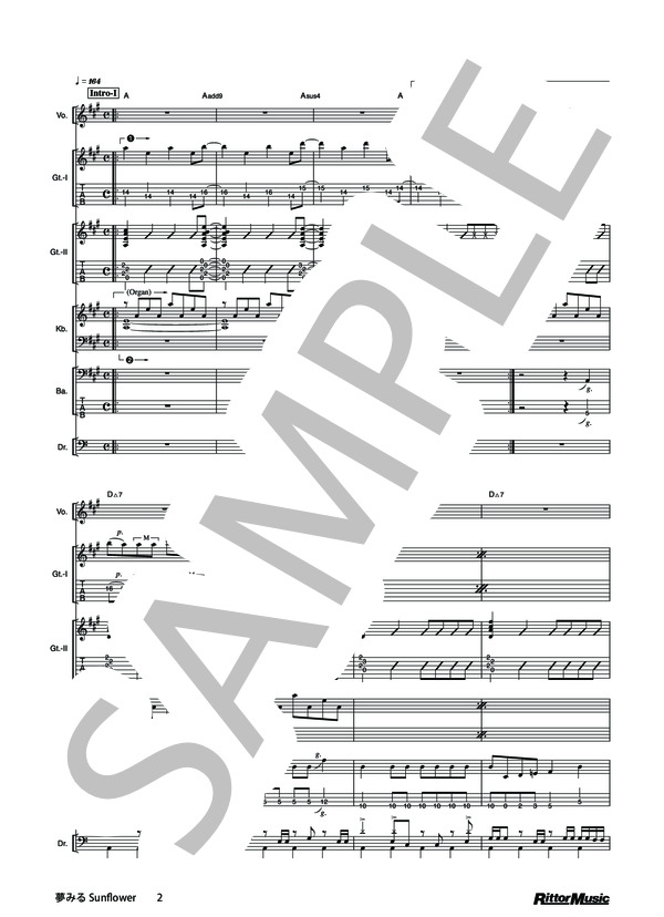 夢みるSunflower / バンドリ！ オフィシャル・バンドスコア Poppin'Party Vol.2 / その他 - サンプル譜面 2/5