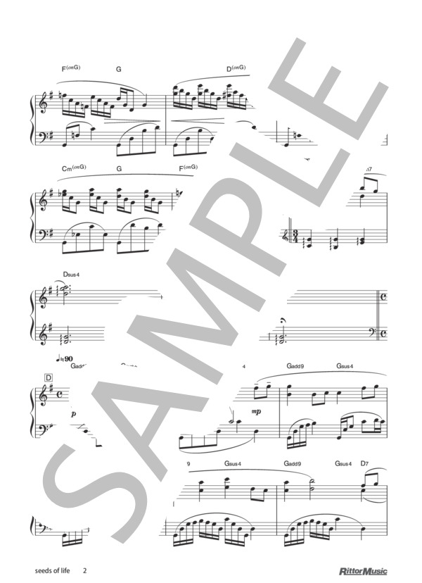 seeds of life (菅野 よう子) / ピアノソロ その他 - サンプル譜面 2/3