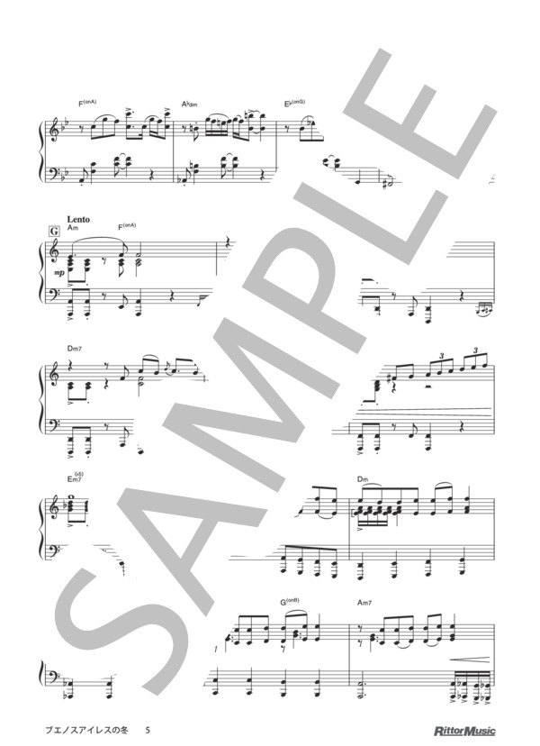 楽譜】ブエノスアイレスの冬 / アストル・ピアソラ (ピアノソロ