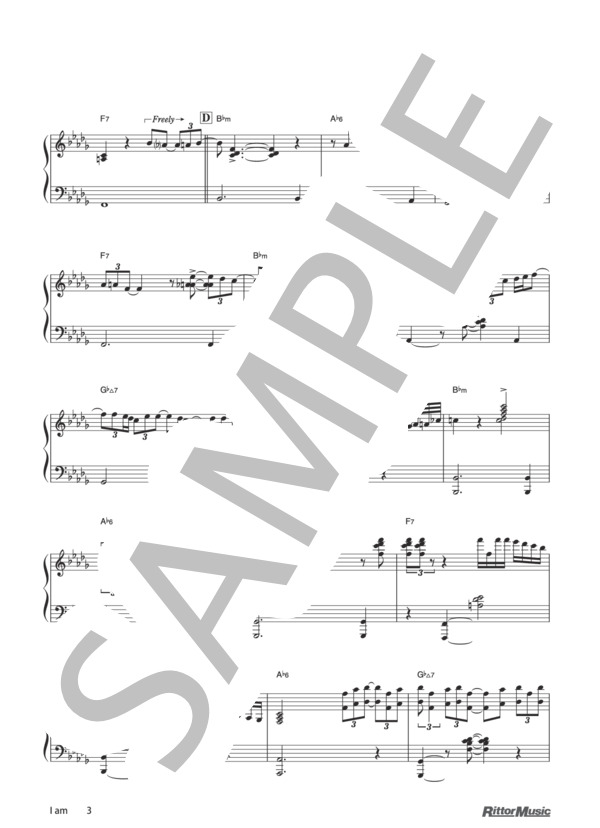 I am (森田 真奈美) / ピアノソロ その他 - サンプル譜面 3/5