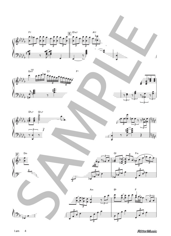 I am (森田 真奈美) / ピアノソロ その他 - サンプル譜面 4/5