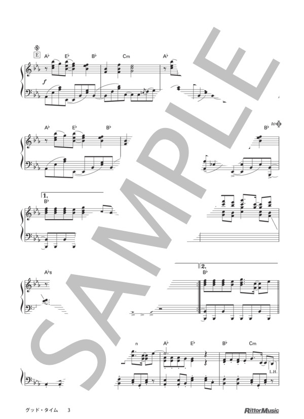グッド・タイム (アウル・シティー&カーリー・レイ・ジェプセン) / ピアノソロ その他 - サンプル譜面 3/4