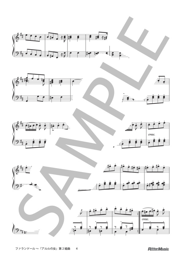 ファランドール 〜『アルルの女』第2組曲 / ピアノスタイル クラシック名曲50選 3 (ジョルジュ・ビゼー) / ピアノソロ その他 - サンプル譜面 4/5