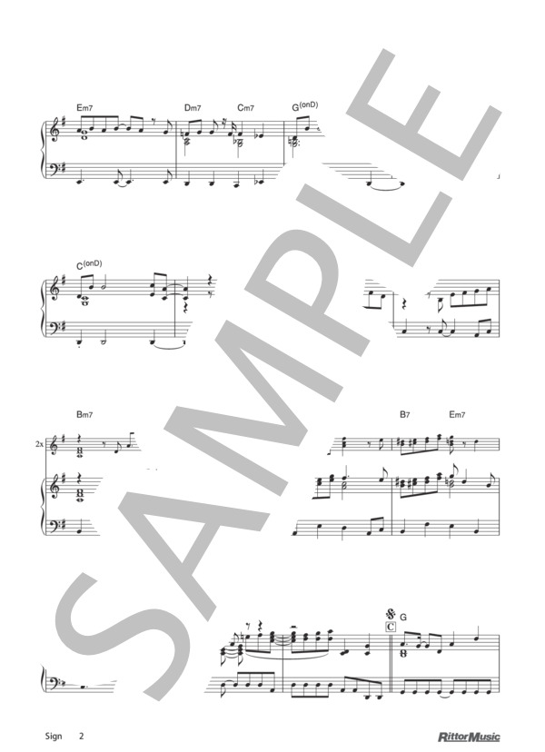 Sign (Mr.Children) / ピアノソロ その他 - サンプル譜面 2/5