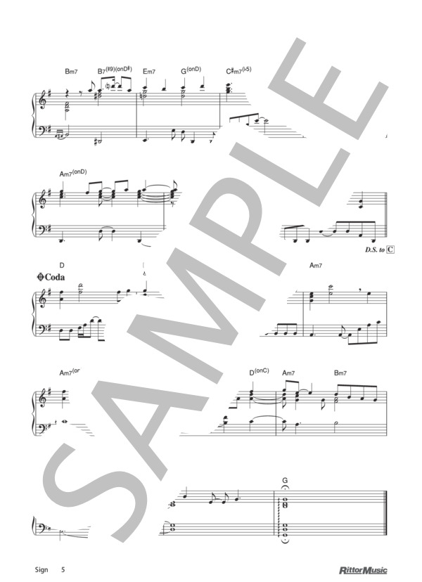 Sign (Mr.Children) / ピアノソロ その他 - サンプル譜面 5/5