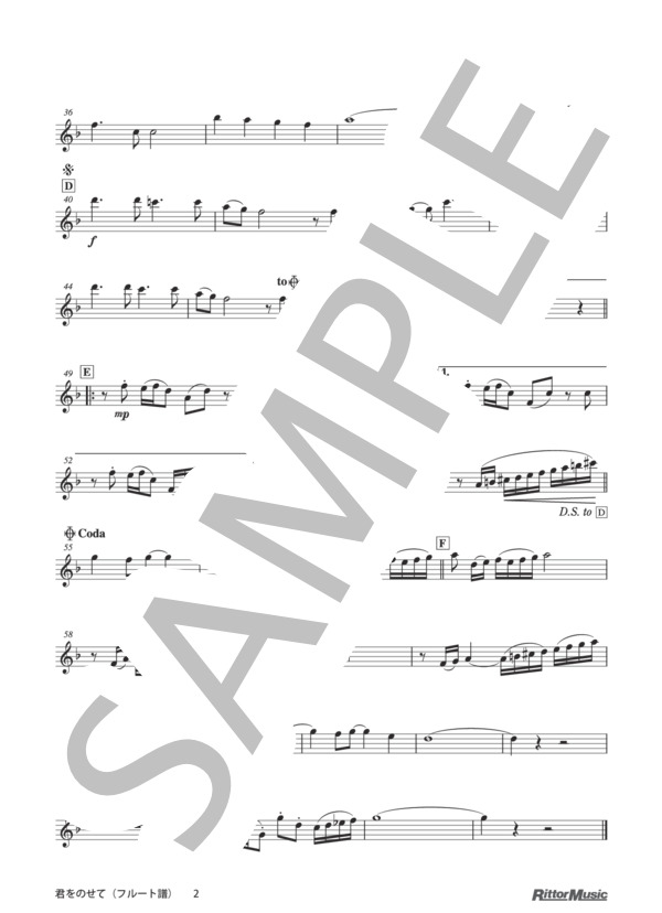 君をのせて / フルートのしらべ スタジオジブリ作品集 (井上 あずみ) / その他 - サンプル譜面 2/5