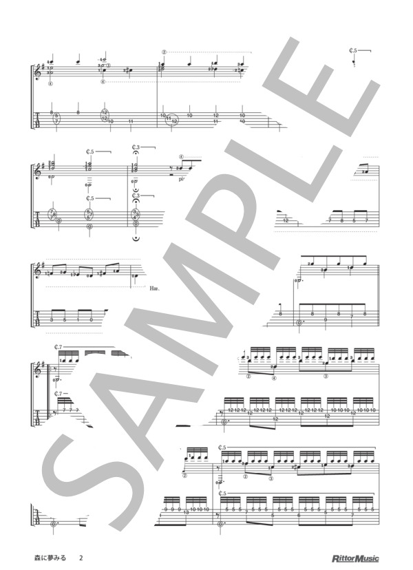 森に夢みる / クラシック・ギターのしらべ 情熱のスタンダード編 (アグスティン・バリオス＝マンゴレ) / ギターソロ その他 - サンプル譜面 2/5