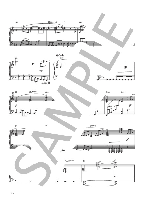 M (プリンセス プリンセス) / ピアノソロ 初級 - サンプル譜面 4/4