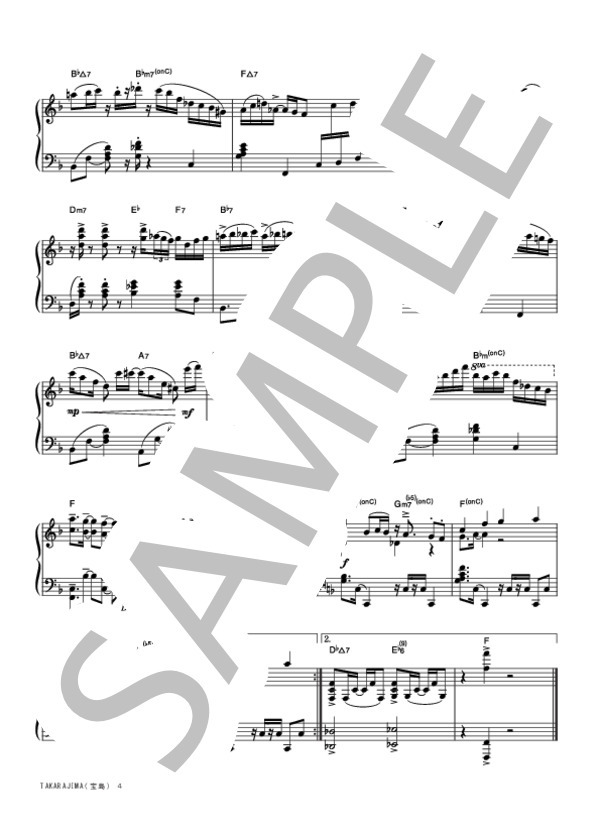 TAKARAJIMA(宝島） (THE SQUARE) / ピアノソロ 上級 - サンプル譜面 4/4