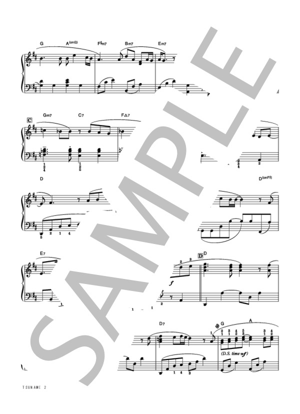 TSUNAMI (サザンオールスターズ) / ピアノソロ 初級 - サンプル譜面 2/4