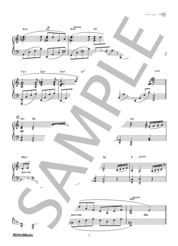energy flow (坂本 龍一) / ピアノソロ 初級 - サンプル譜面 2/5