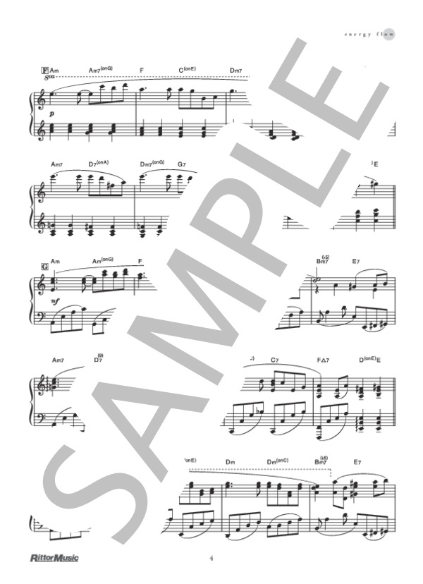 energy flow (坂本 龍一) / ピアノソロ 初級 - サンプル譜面 4/5