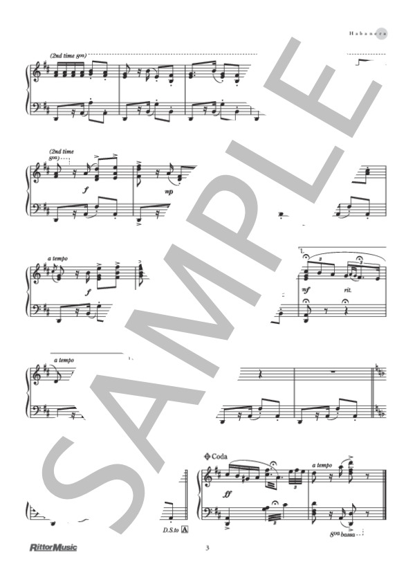 ハバネラ (ジョルジュ・ビゼー) / ピアノソロ 初級 - サンプル譜面 3/3