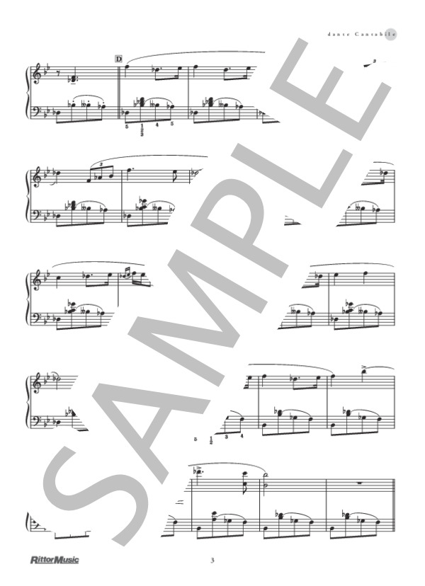 アンダンテ・カンタービレ (ピョートル・イリイチ・チャイコフスキー) / ピアノソロ 初級 - サンプル譜面 3/5