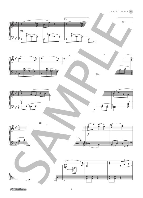 アンダンテ・カンタービレ (ピョートル・イリイチ・チャイコフスキー) / ピアノソロ 初級 - サンプル譜面 4/5