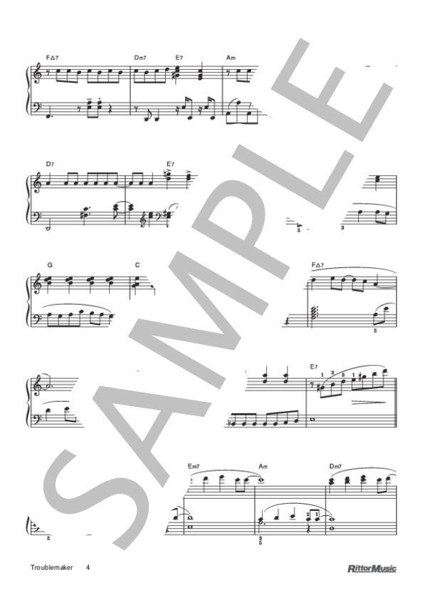 Troublemaker (嵐) / ピアノソロ 初級 - サンプル譜面 4/5