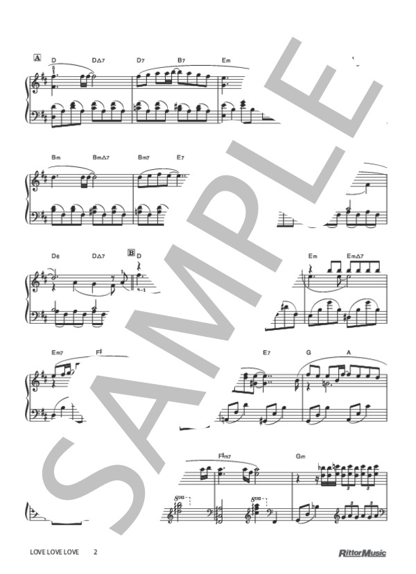 LOVE LOVE LOVE (DREAMS COME TRUE) / ピアノソロ 中級 - サンプル譜面 2/4