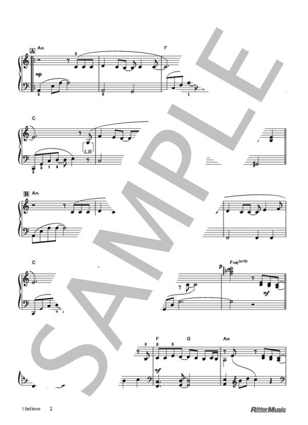 I believe (絢香) / ピアノソロ 初〜中級 - サンプル譜面 2/4