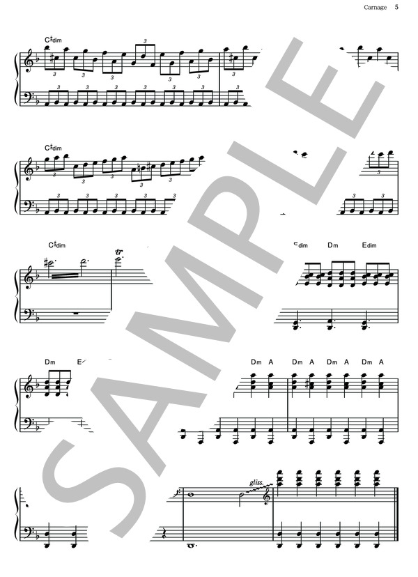 Carnage (鷺巣 詩郎) / ピアノソロ その他 - サンプル譜面 5/5