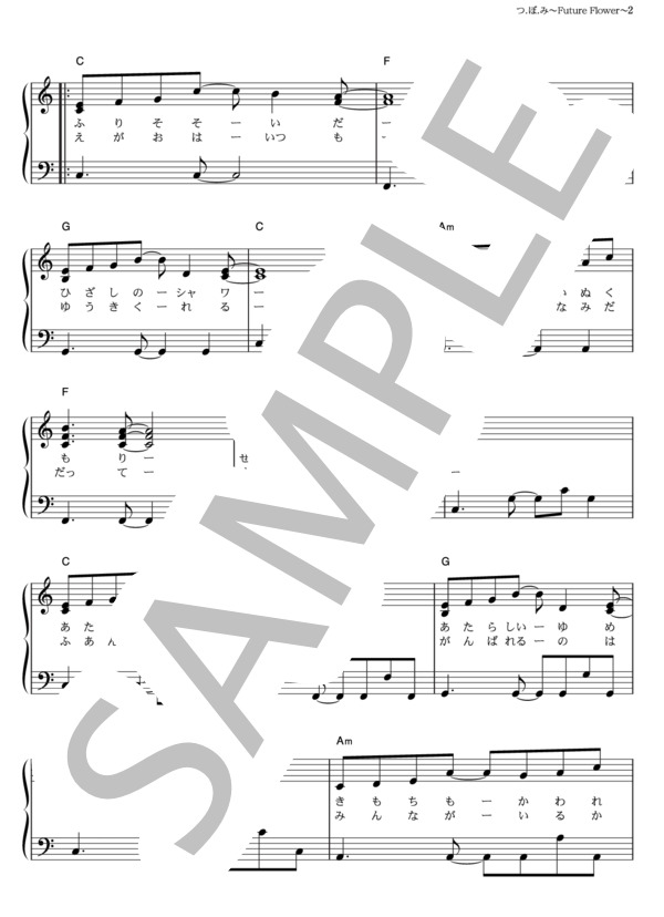 つ．ぼ．み ～Future Flower～ (花咲 つぼみ・キュアブロッサム) / ピアノソロ その他 - サンプル譜面 2/5