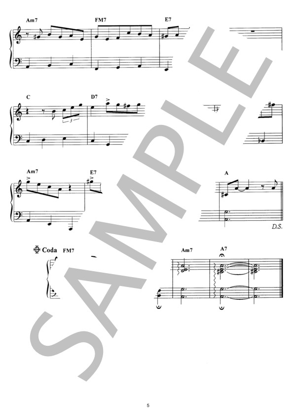 グリーンスリーヴス ジャズアレンジ (イギリス民謡) / ピアノソロ その他 - サンプル譜面 5/5